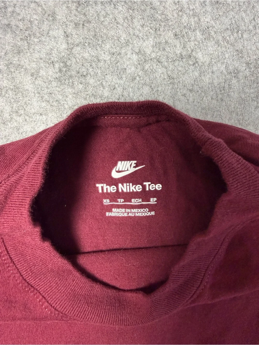 Nike Kid’s Burgundy Short-Sleeve Crew Tee with White Logo